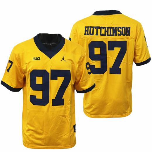 Men's Michigan Wolverines Aidan Hutchinson Jersey #97 College Football Game Yellow