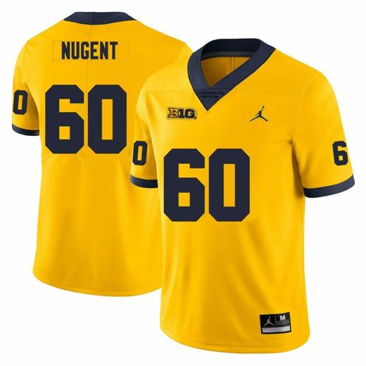 Men's Michigan Wolverines Drake Nugent Jersey #60 College Football Game Yellow