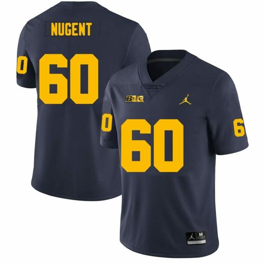 Men's Michigan Wolverines Drake Nugent Jersey #60 College Football Game Navy