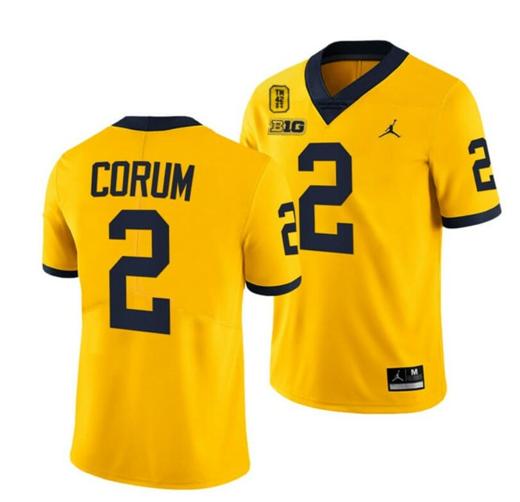 Men's Michigan Wolverines TM 42 Patch Honor Tate Myre #25 Blake Corum Jersey #2 All Stitched Maize