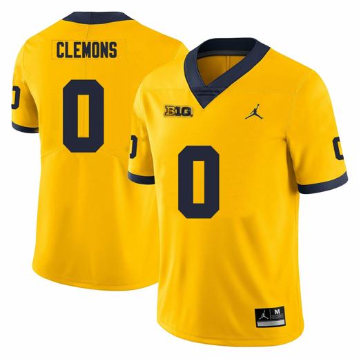 Men's Michigan Wolverines Darrius Clemons Jersey #0 College Football Game Yellow