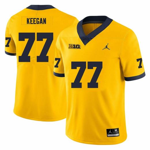 Men's Michigan Wolverines Trevor Keegan Jersey #77 College Football Game Yellow