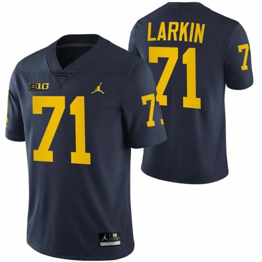 Men's Michigan Wolverines #71 Dylan Larkin NCAA Football Jersey Navy