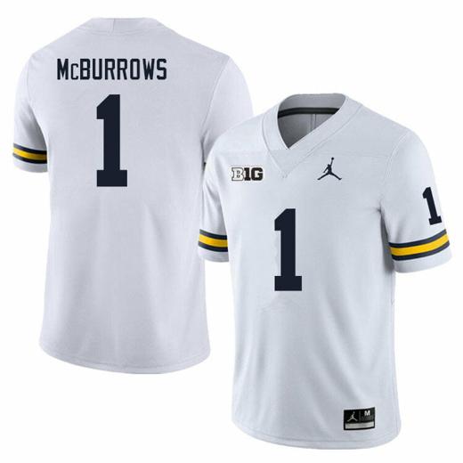 Men's Michigan Wolverines JaDen McBurrows Jersey #1 College Football Game White