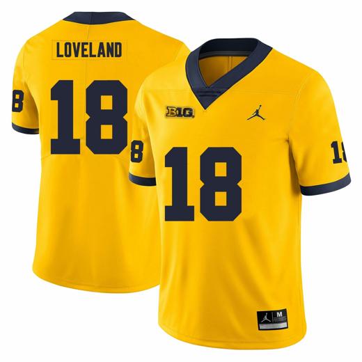 Men's Michigan Wolverines Colston Loveland Jersey #18 College Football Game Yellow