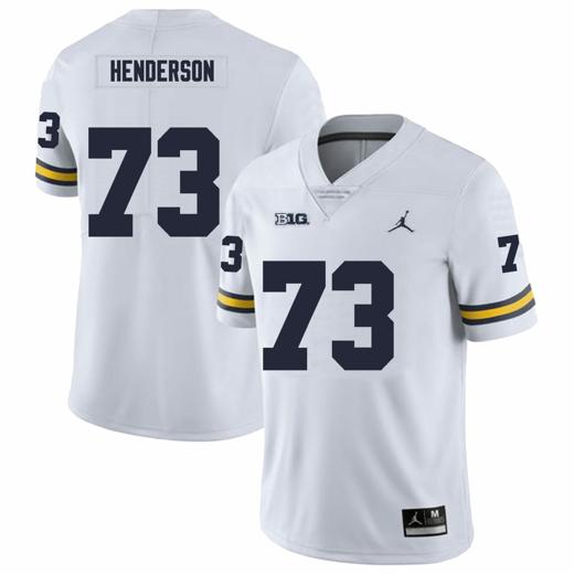 Men's Michigan Wolverines LaDarius Henderson Jersey #73 College Football Game White