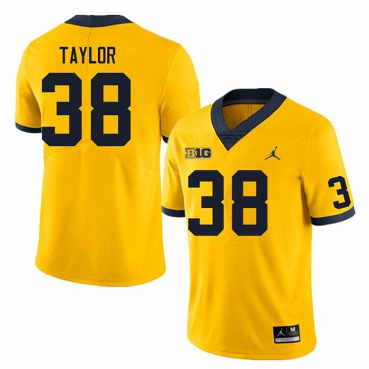 Men's Michigan Wolverines Joe Taylor Jersey #18 College Football Game Yellow