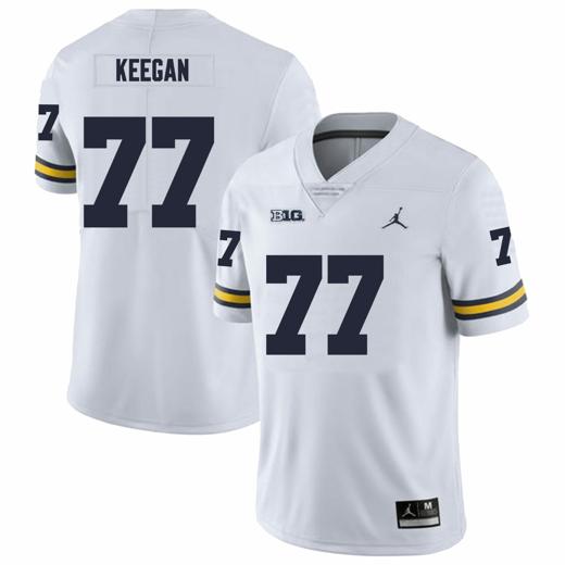 Men's Michigan Wolverines Trevor Keegan Jersey #77 College Football Game White