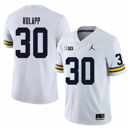 Men's Michigan Wolverines Will Rolapp Jersey #30 College Football Game White