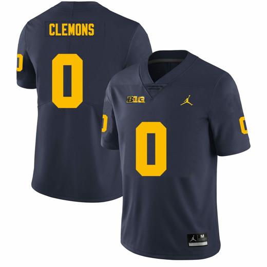 Men's Michigan Wolverines Darrius Clemons Jersey #0 College Football Game Navy