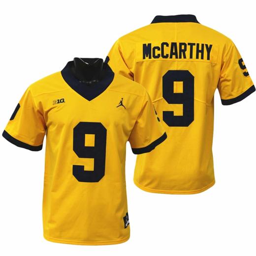 Men's Michigan Wolverines JJ McCarthy Jersey #9 College Football Game Yellow