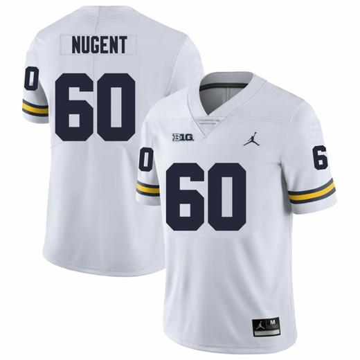 Men's Michigan Wolverines Drake Nugent Jersey #60 College Football Game White