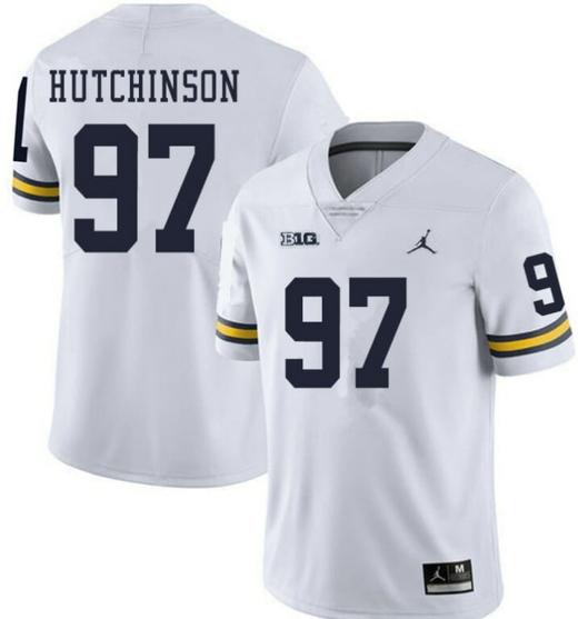 Men's Hutchinson Wolverines Jersey #97 White College Football