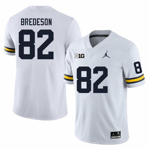 Men's Michigan Wolverines Max Bredeson Jersey #82 College Football Game White