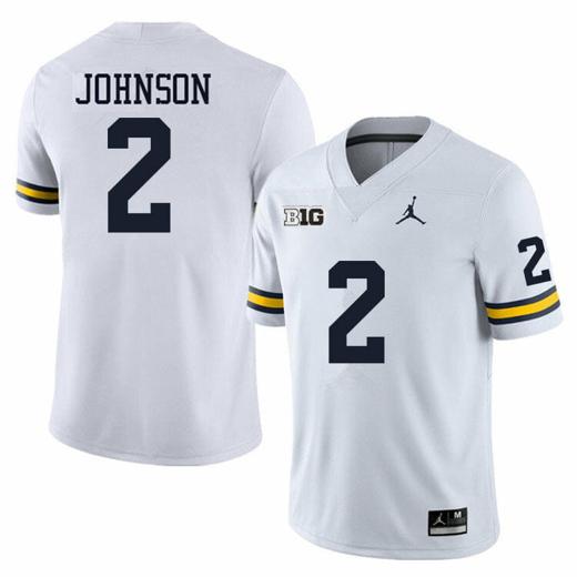 Men's Michigan Wolverines Will Johnson Jersey #2 College Football Game White