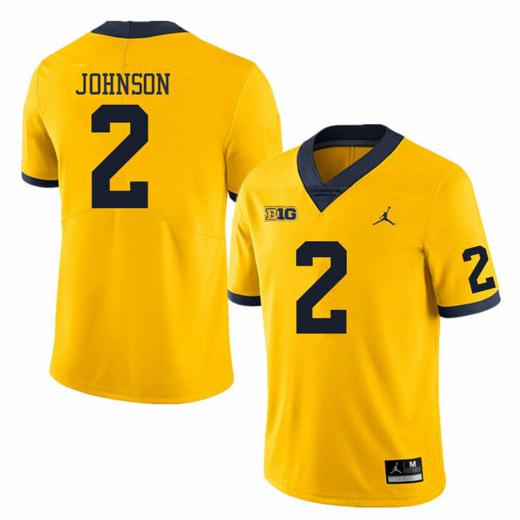 Men's Michigan Wolverines Will Johnson Jersey #2 College Football Game Yellow