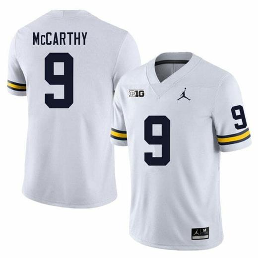 Men's Michigan Wolverines JJ McCarthy Jersey #9 College Football Game White