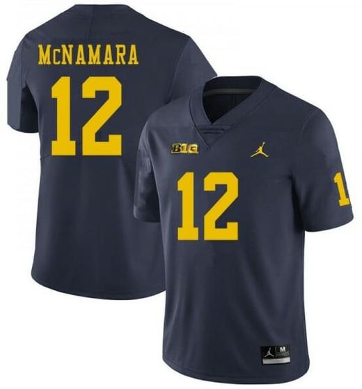 Men's Michigan Wolverines #12 Cade McNamara Navy College Football Jersey