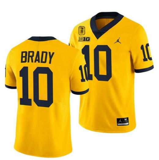 Men's Michigan Wolverines TM 42 Patch Honor Tate Myre #25 Tom Brady Jersey #10 All Stitched Maize