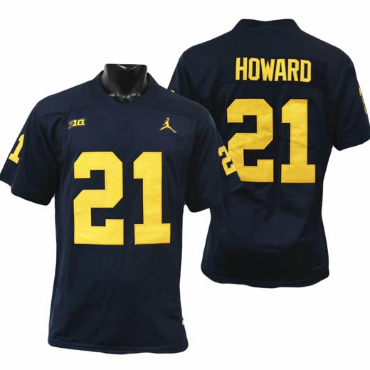 Men's Michigan Wolverines Desmond Howard Jersey #21 College Football Game Navy