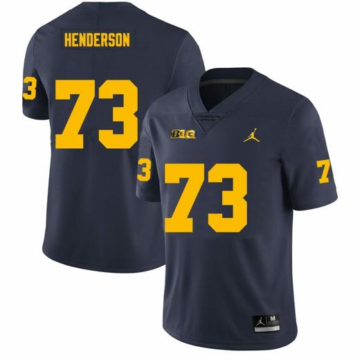 Men's Michigan Wolverines LaDarius Henderson Jersey #73 College Football Game Navy