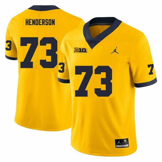 Men's Michigan Wolverines LaDarius Henderson Jersey #73 College Football Game Yellow