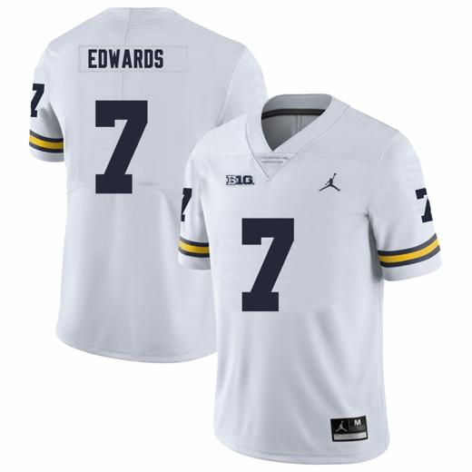 Men's Michigan Wolverines Donovan Edwards Jersey #7 College Football Game White