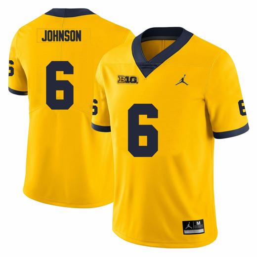 Men's Michigan Wolverines Cornelius Johnson Jersey #6 College Football Game Yellow