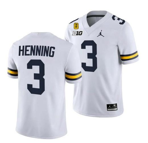 Men's Michigan Wolverines TM 42 Patch Honor Tate Myre #25 AJ Henning Jersey #3 All Stitched White