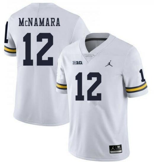 Men's Michigan Wolverines #12 Cade McNamara White College Football Jersey