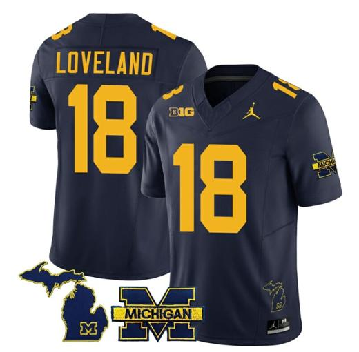 Men's Michigan Wolverines Colston Loveland Jersey #18 Special College Football 2023 Stitched Navy