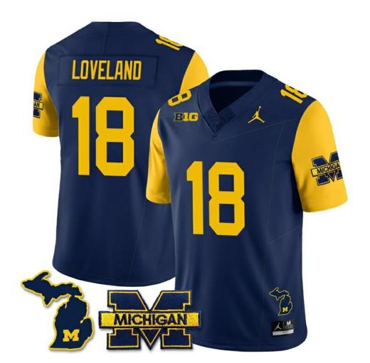 Men's Michigan Wolverines Colston Loveland Jersey #18 Special College Football 2023 Stitched Maize Sleeves