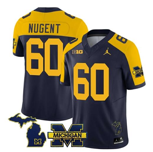 Men's Michigan Wolverines Drake Nugent Jersey #60 Special College Football 2023 Stitched Navy Alternate