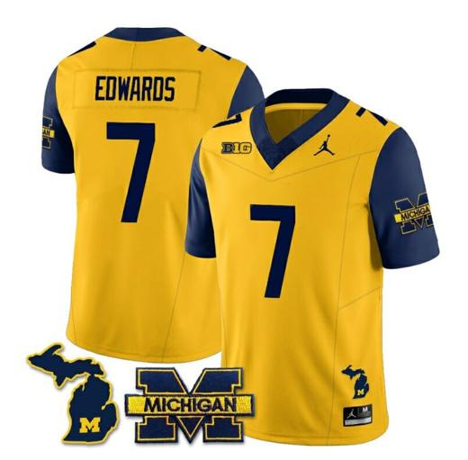 Men's Michigan Wolverines Donovan Edwards Jersey #7 Special College Football 2023 Stitched Navy Sleeves