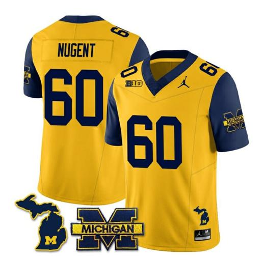 Men's Michigan Wolverines Drake Nugent Jersey #60 Special College Football 2023 Stitched Navy Sleeves