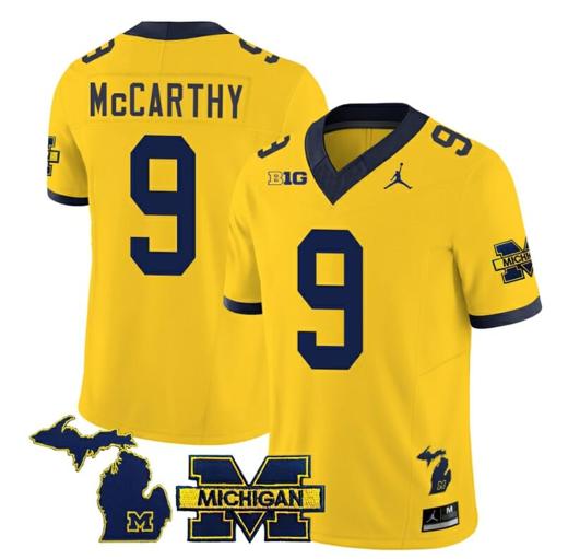 Men's Michigan Wolverines JJ McCarthy Jersey Special #9 College Football 2023 Stitched Maize