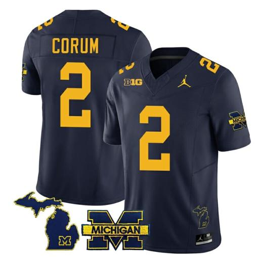 Men's Michigan Wolverines Blake Corum Jersey Special #2 College Football 2023 Stitched Navy