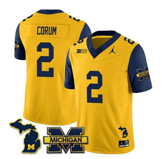 Men's Michigan Wolverines Blake Corum Jersey Special #2 College Football 2023 Stitched Navy Sleeves