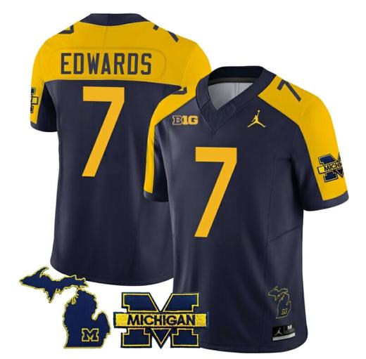 Men's Michigan Wolverines Donovan Edwards Jersey #7 Special College Football 2023 Stitched Navy Alternate