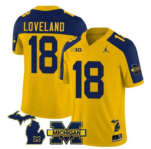 Men's Michigan Wolverines Colston Loveland Jersey #18 Special College Football 2023 Stitched Maize Alternate