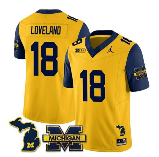 Men's Michigan Wolverines Colston Loveland Jersey #18 Special College Football 2023 Stitched Navy Sleeves