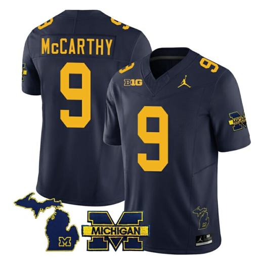 Men's Michigan Wolverines JJ McCarthy Jersey Special #9 College Football 2023 Stitched Navy