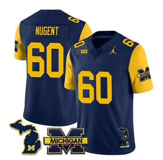 Men's Michigan Wolverines Drake Nugent Jersey #60 Special College Football 2023 Stitched Maize Sleeves