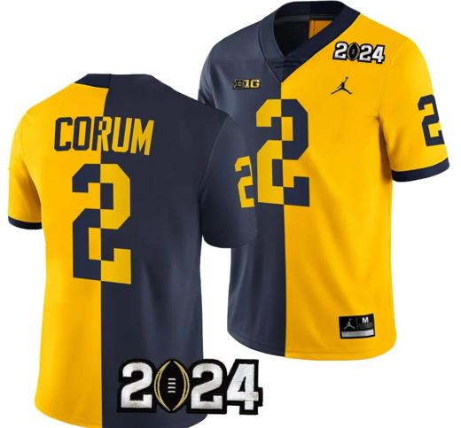 Men's Blake Corum Jersey #2 Michigan Wolverines 2024 Football National Championship Playoff Mazie