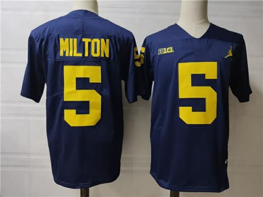 Men's Michigan Wolverines #5 Joe Milton College Football Jersey Navy