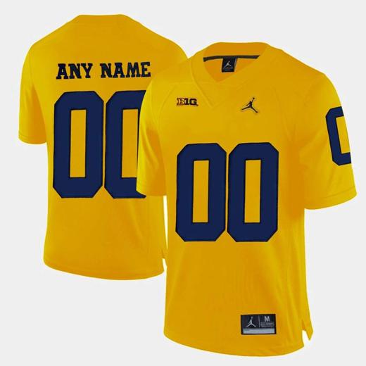 Men's Michigan Wolverines Custom Jersey Name Number Football Yellow Stitched