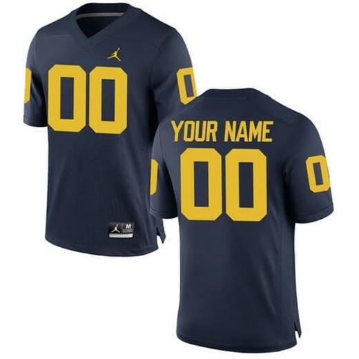 Men's Michigan Wolverines Custom Jersey Blue College Football