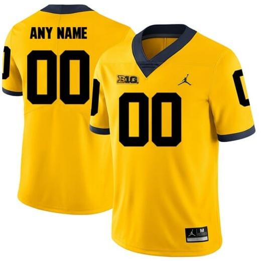 Men's Custom Michigan Wolverines Football Jersey College Yellow