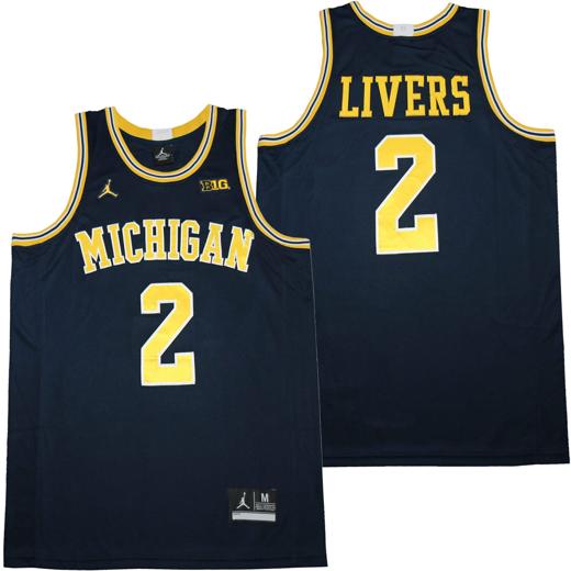 Men's Michigan Wolverines #2 Isaiah Livers College Basketball Jersey