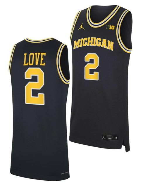 Men's Caleb Love Jersey Michigan Wolverines College Basketball Replica Jersey Navy #2